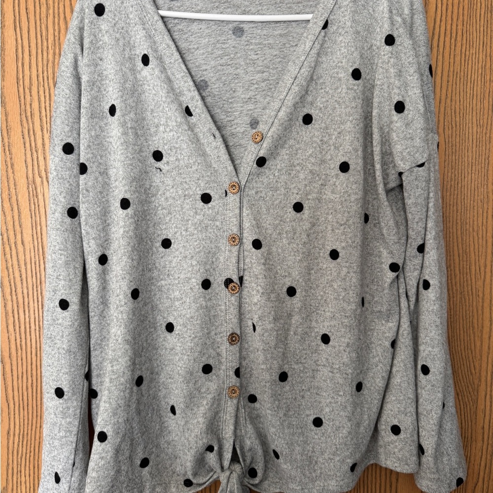 Gray Polka Dot Cardigan